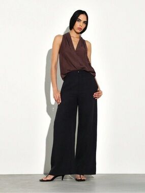 Black Missguided Wideleg Ponte Pants